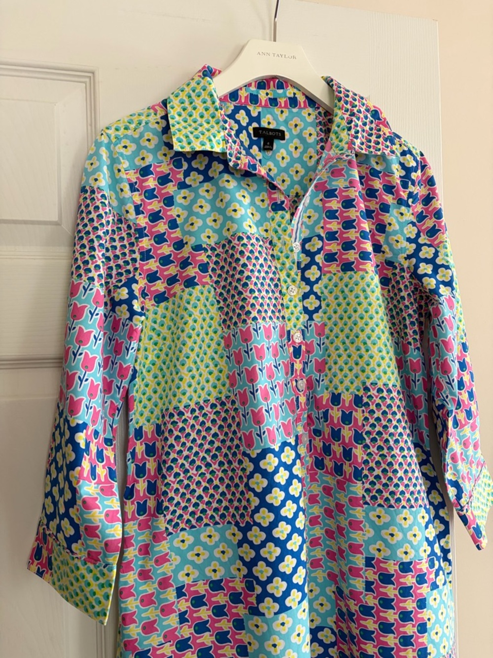 Talbots ISLAND PATCHWORK BELTED SHIRTDRESS - Picture 8 of 10